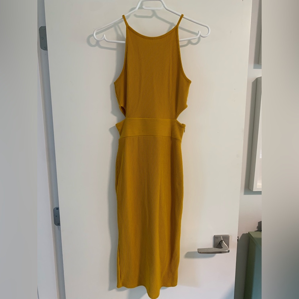 Topshop Yellow Halter Sheath Midi Dress